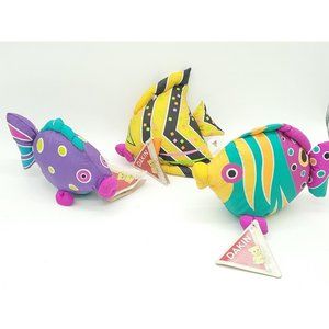Vintage 1992 Dakin Fish Plush Lot Of 3. 90s Colors.